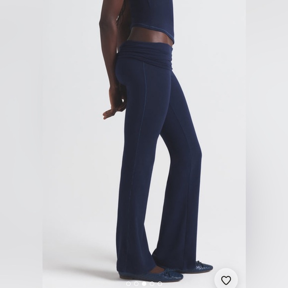 SKIMS Navy Set - Cotton Jersey Foldover Pants and Long Sleeve Mock Neck - Picture 8 of 8